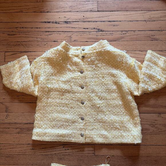 Chanel Women Yellow Skirt Set Cropped Boxy Jacket Jackie Neckline FR 36 US 4 - Picture 2 of 15